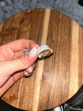 Gold Crystal Pave Ring - Sparkling Clear Stones